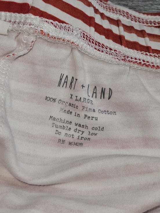 Hart + Land Red White Striped Pajamas XL Organic Pima Cotton - Picture 6 of 6